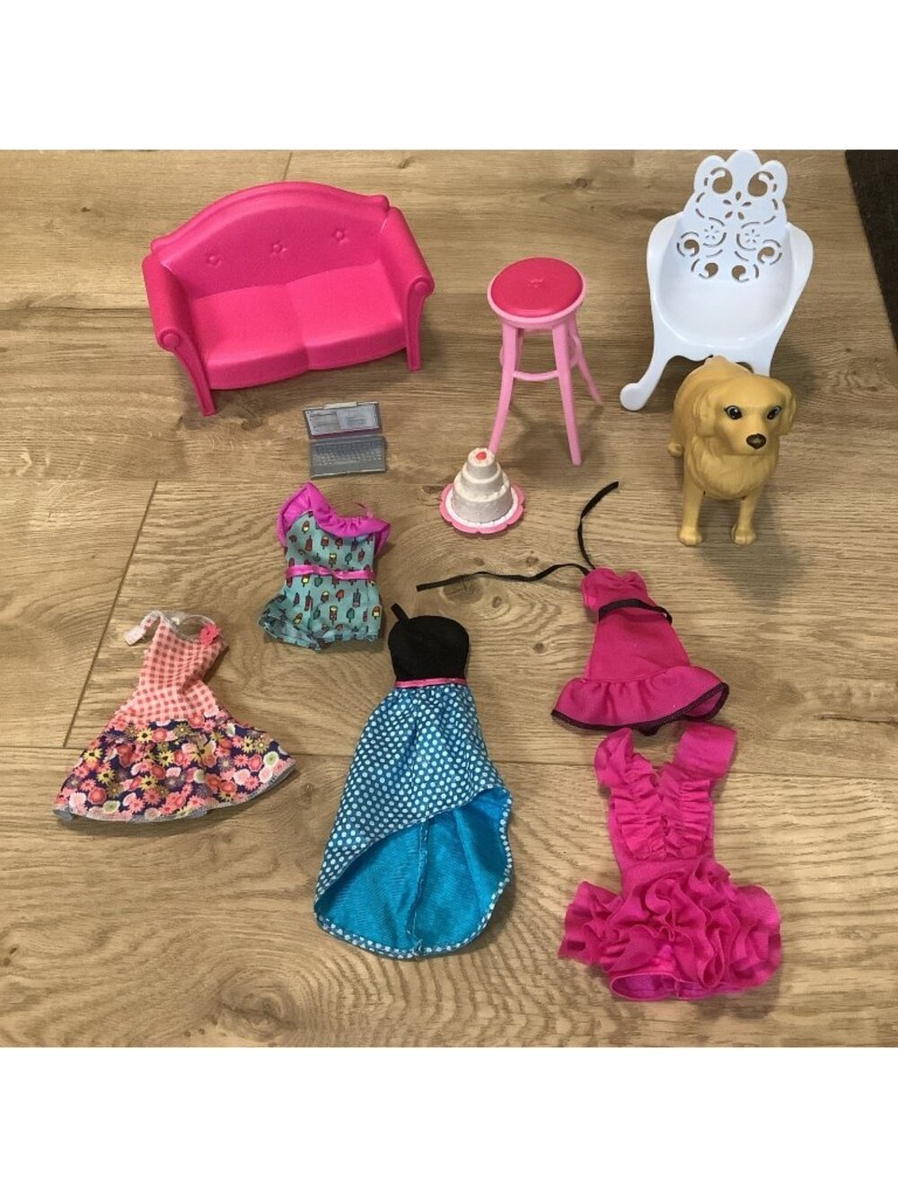 Barbies Clothes, Furniture, Dog, Barbie Clothes And Accessories, Used